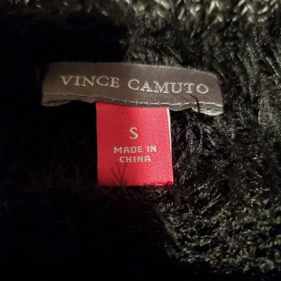 Vince Camuto fuzzy faux fur pullover sweater nylon/acrylic black/white S - Picture 9 of 10